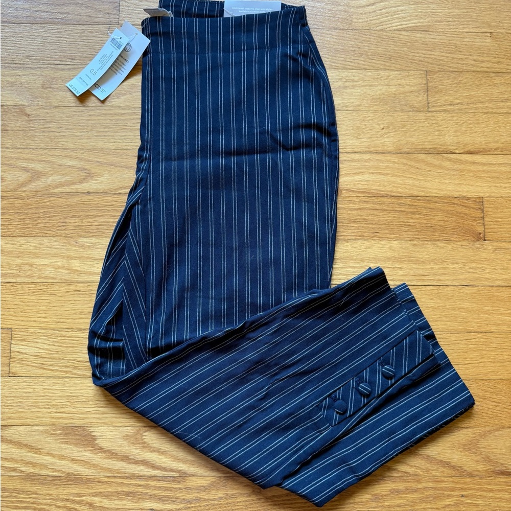 NWT Chico's Navy Striped Dress Pants